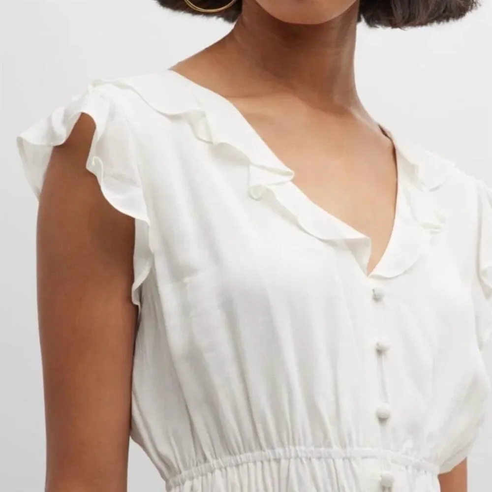 NWOT PAIGE Women's XL White Paradis Tiered Ruffle Mini Dress V-Neck - Picture 3 of 16